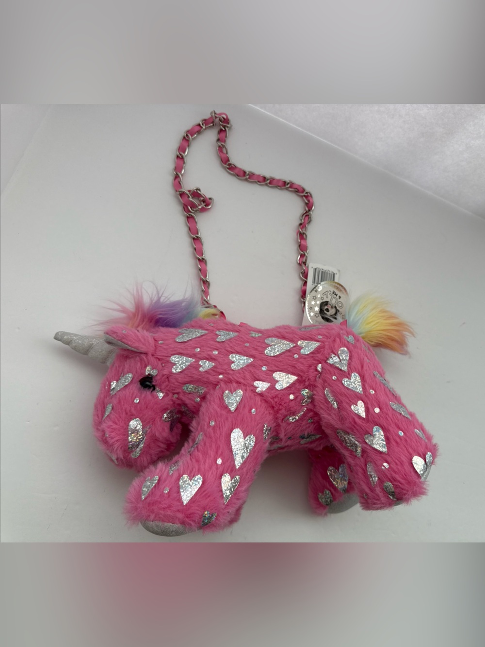 Pink Unicorn Crossbody Bag with Silver Hearts - Kids purse Accessories